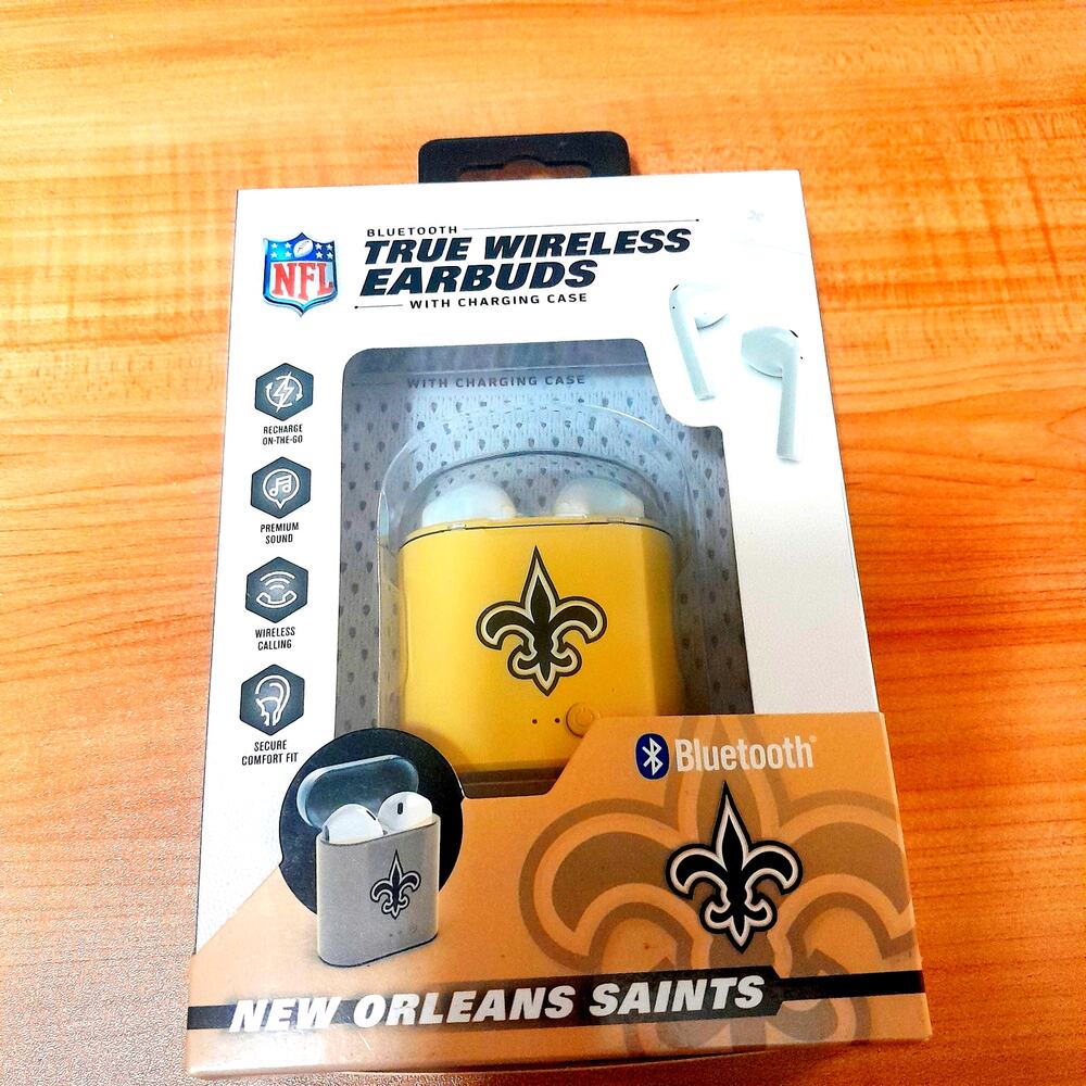 Wireless Earbuds NFL Saints True Blue Bluetooth New Orleans New